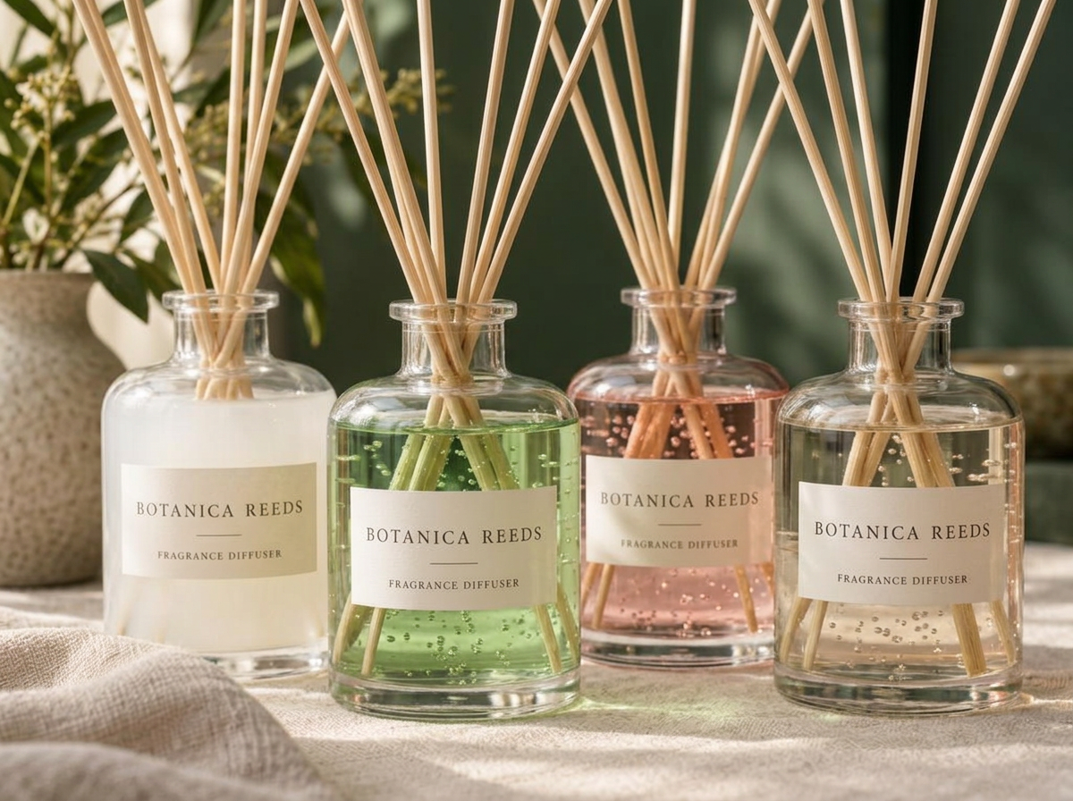 Illustrative reed diffusers product with OTTOCAPS® Silver — fictional brand