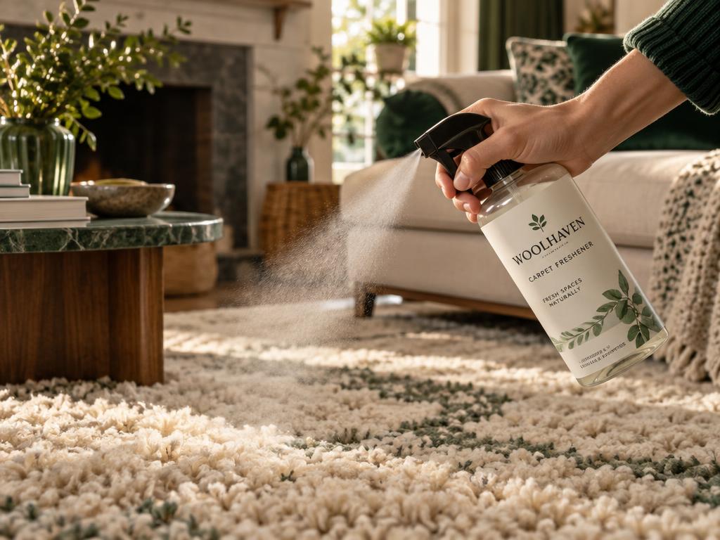 Illustrative wool & carpet sprays product with OTTOCAPS® Silver — fictional brand